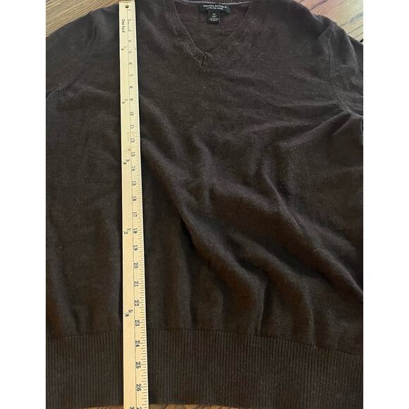 Banana Republic Sweater 100% Extra Fine Merino Wool Brown V Neck-XL - Picture 4 of 5
